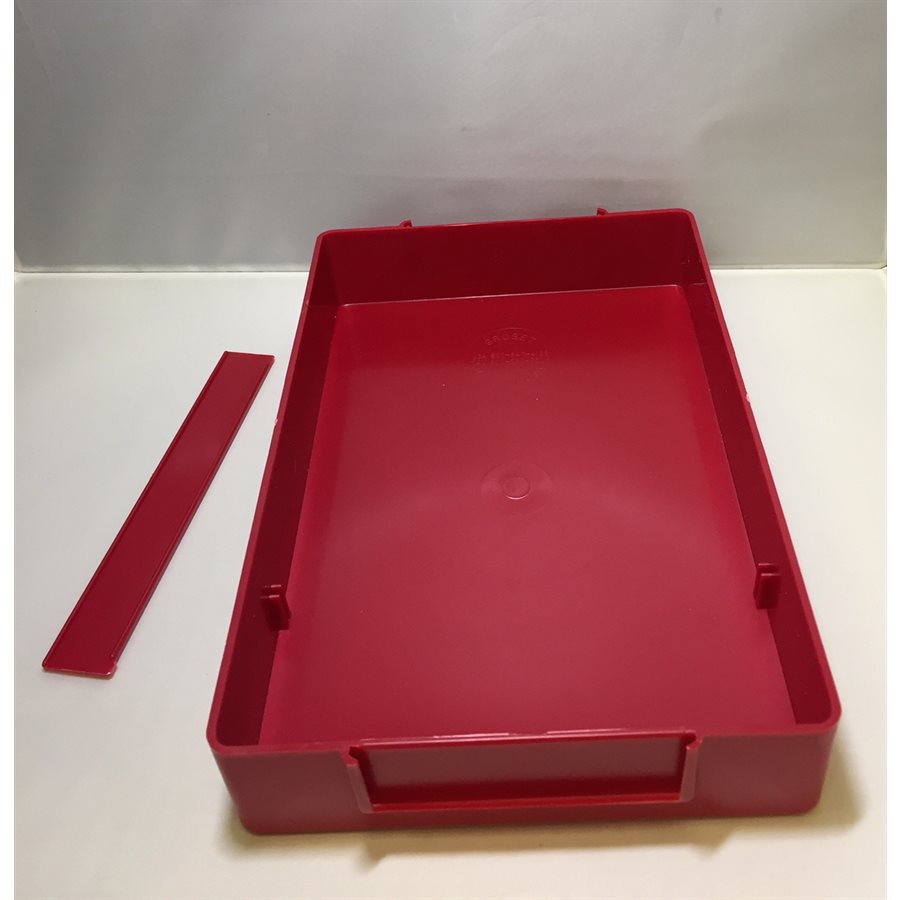 Plastic Storage Tray with Small Divided Compartment, Red (6"x9"1.5")